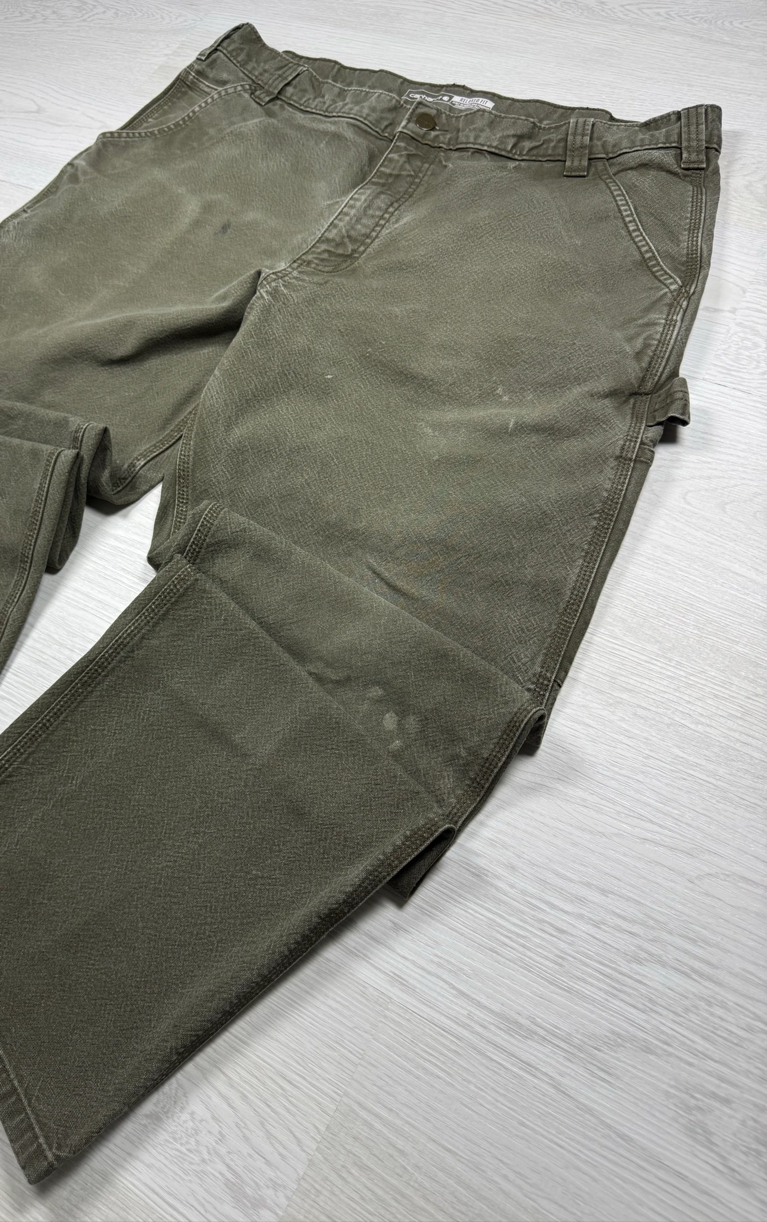 Carhartt Carpenter Pants Olive Green Vintage Workwear Wide Leg Utili – photo 3